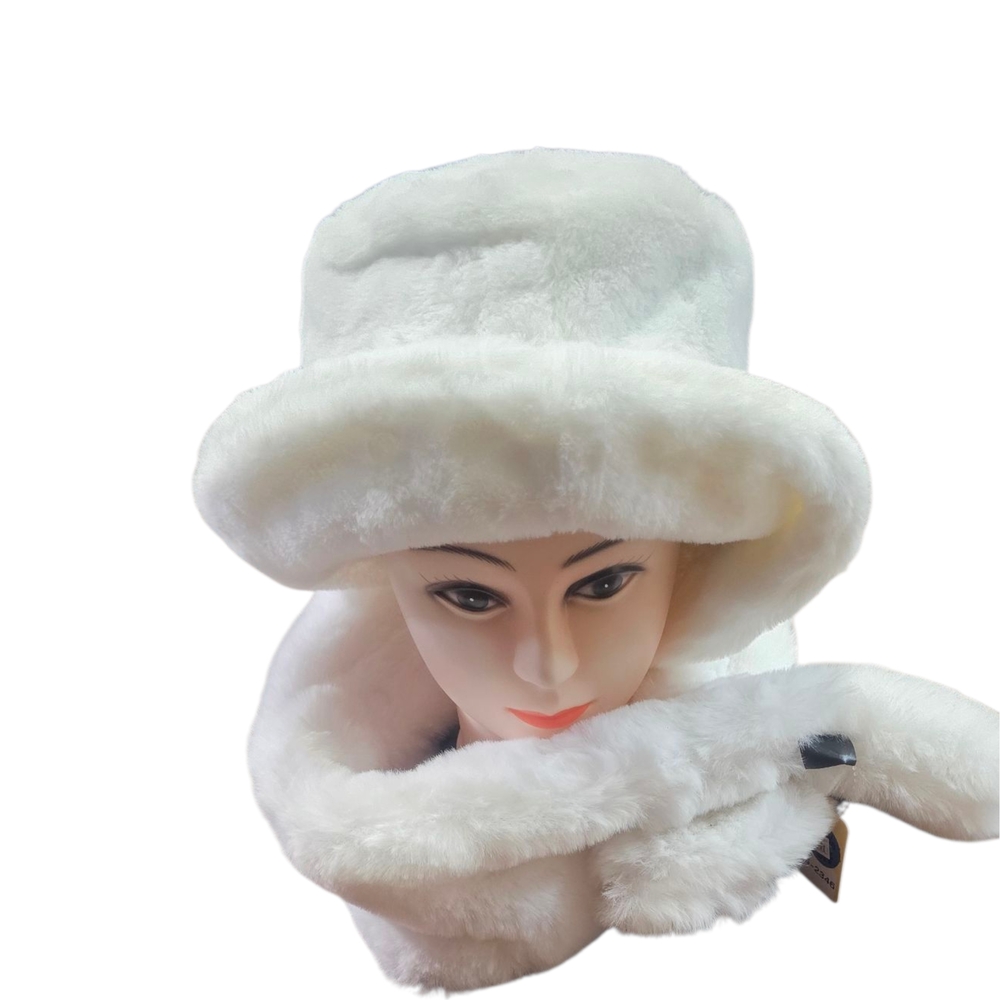 Please Massage Your Color Faux Fur Hat and Scarf Set For Winter Heavy